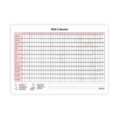 2026 Wall Calendar (Brunei Calendar) - Rose Blush